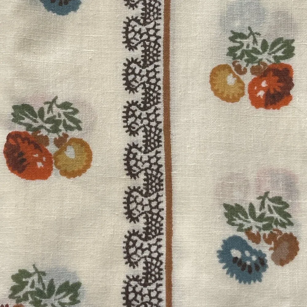 VTG Brown Yellow Blue Floral VTG Napkins Mid Century Colors Upcycle Craft